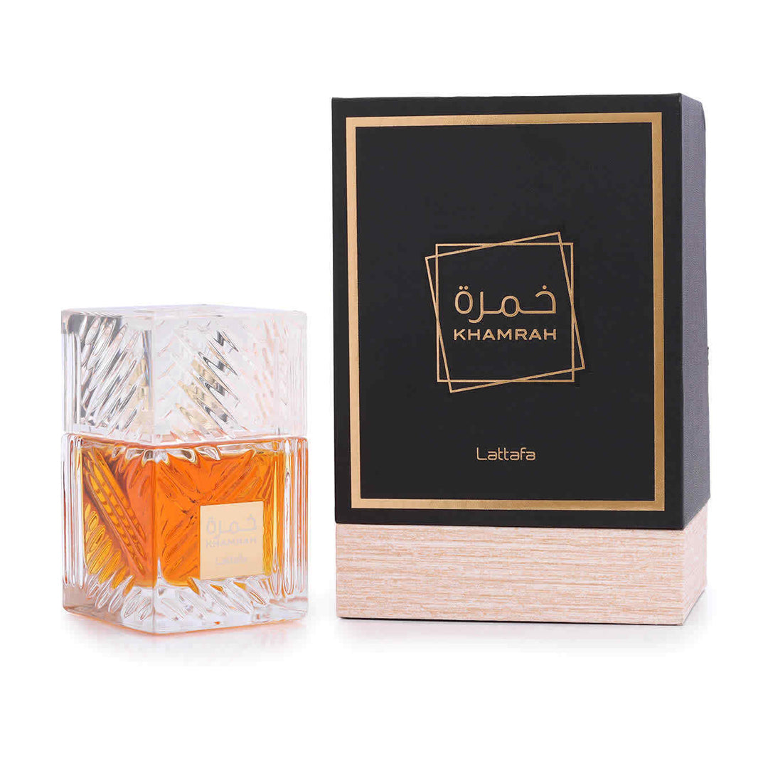 LATTAFA KHAMRAH  EDP 100ML bottle with packaging perfume image