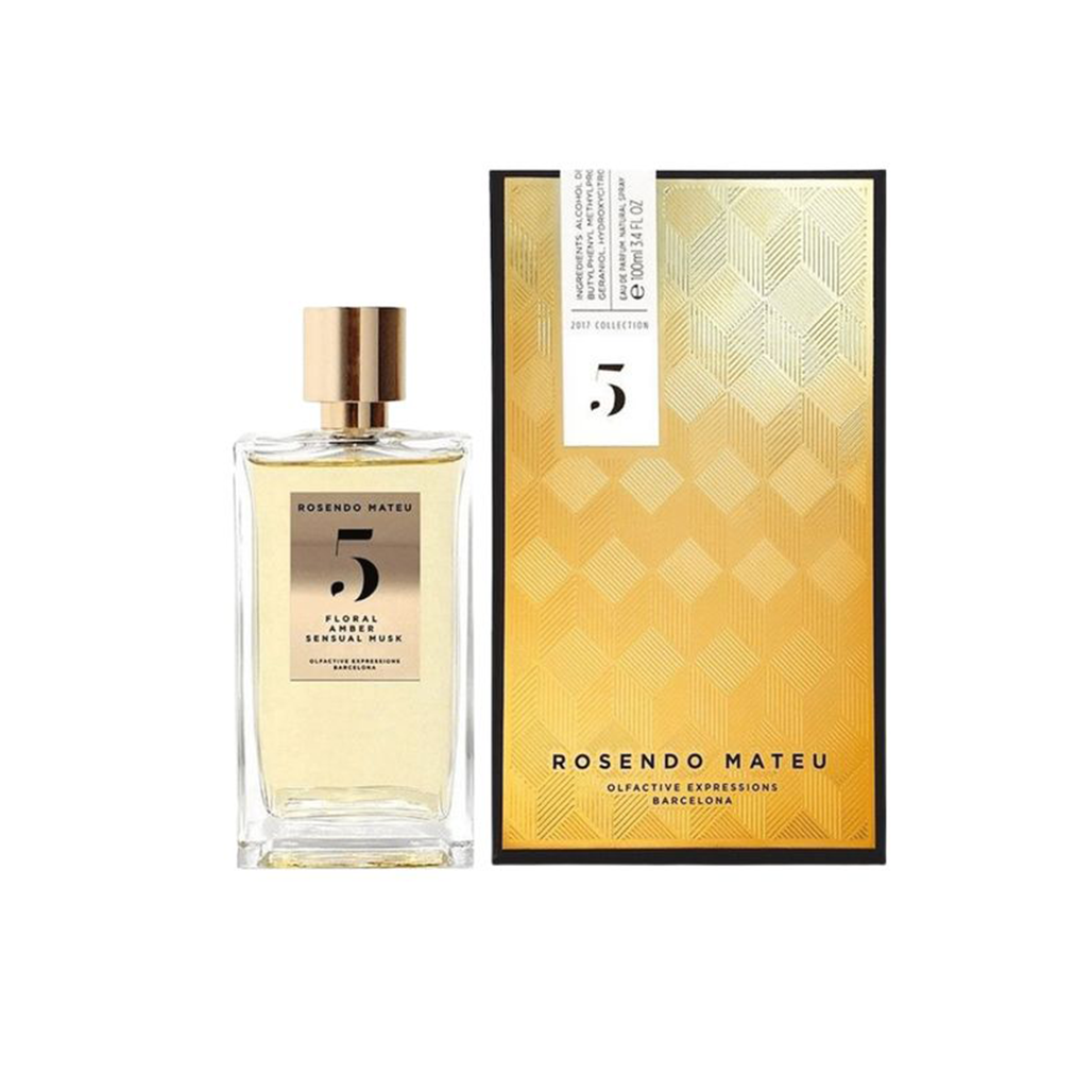 ROSENDO MATEU NO 5 FLORAL AMBER SENSUAL MUSK  EDP 100ML bottle with packaging perfume image